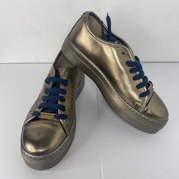 Valentino Shoes - Valentino Womens Bronze Sneakers with Blue Laces
